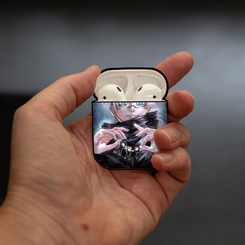 呪術廻戦 Jujutsu Kaisen AirPods 第2世代保護ケース ハードシェル ブラック 耐衝撃・防指紋・カラビナ付き