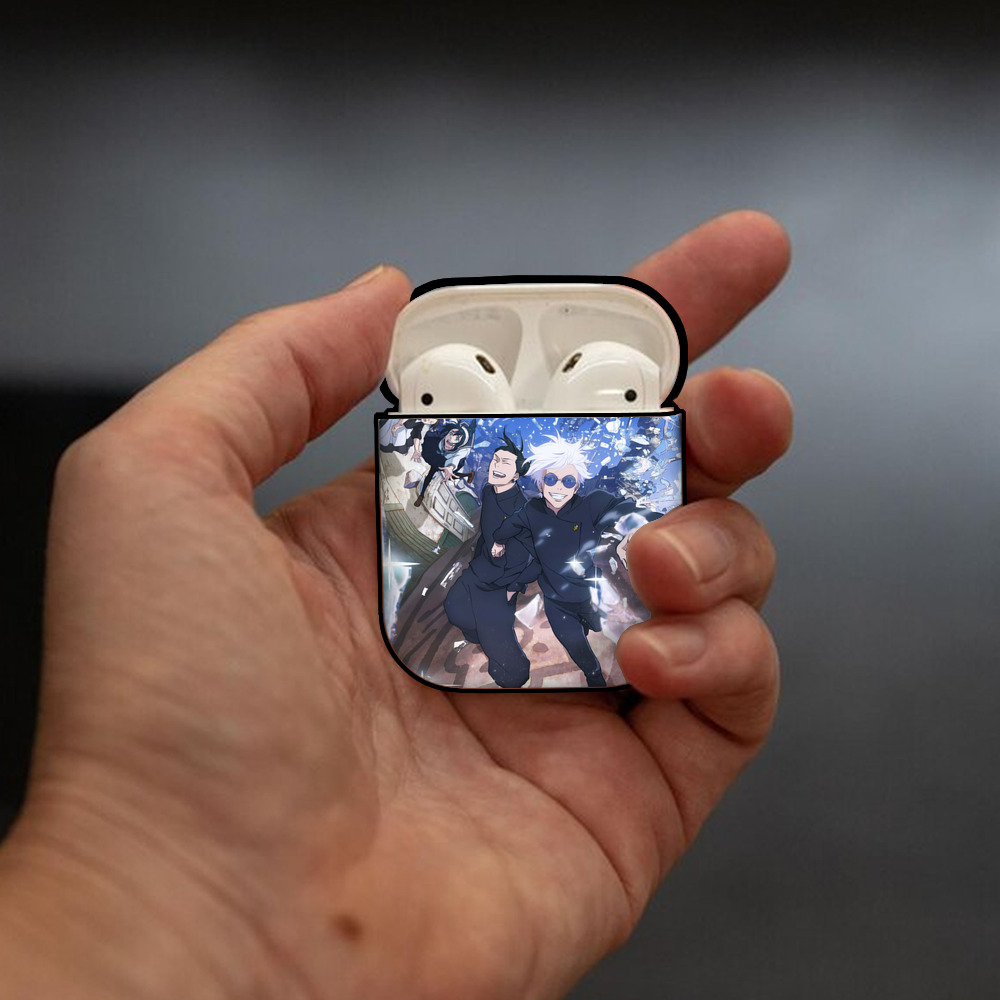 呪術廻戦 Jujutsu Kaisen AirPods 第2世代保護ケース ハードシェル ブラック 耐衝撃・防指紋・カラビナ付き