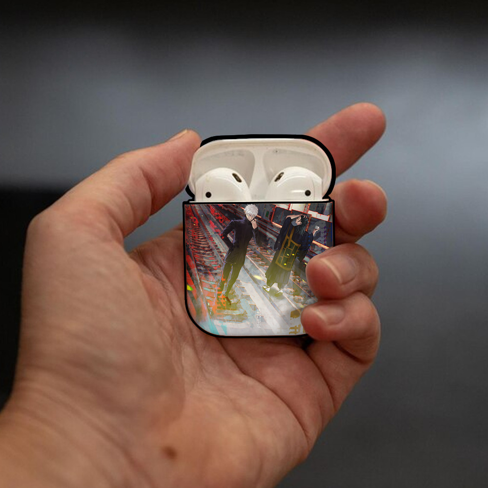 呪術廻戦 Jujutsu Kaisen AirPods 第2世代保護ケース ハードシェル ブラック 耐衝撃・防指紋・カラビナ付き