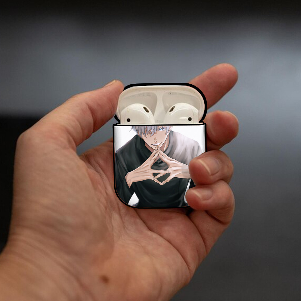 呪術廻戦 Jujutsu Kaisen AirPods 第2世代保護ケース ハードシェル ブラック 耐衝撃・防指紋・カラビナ付き