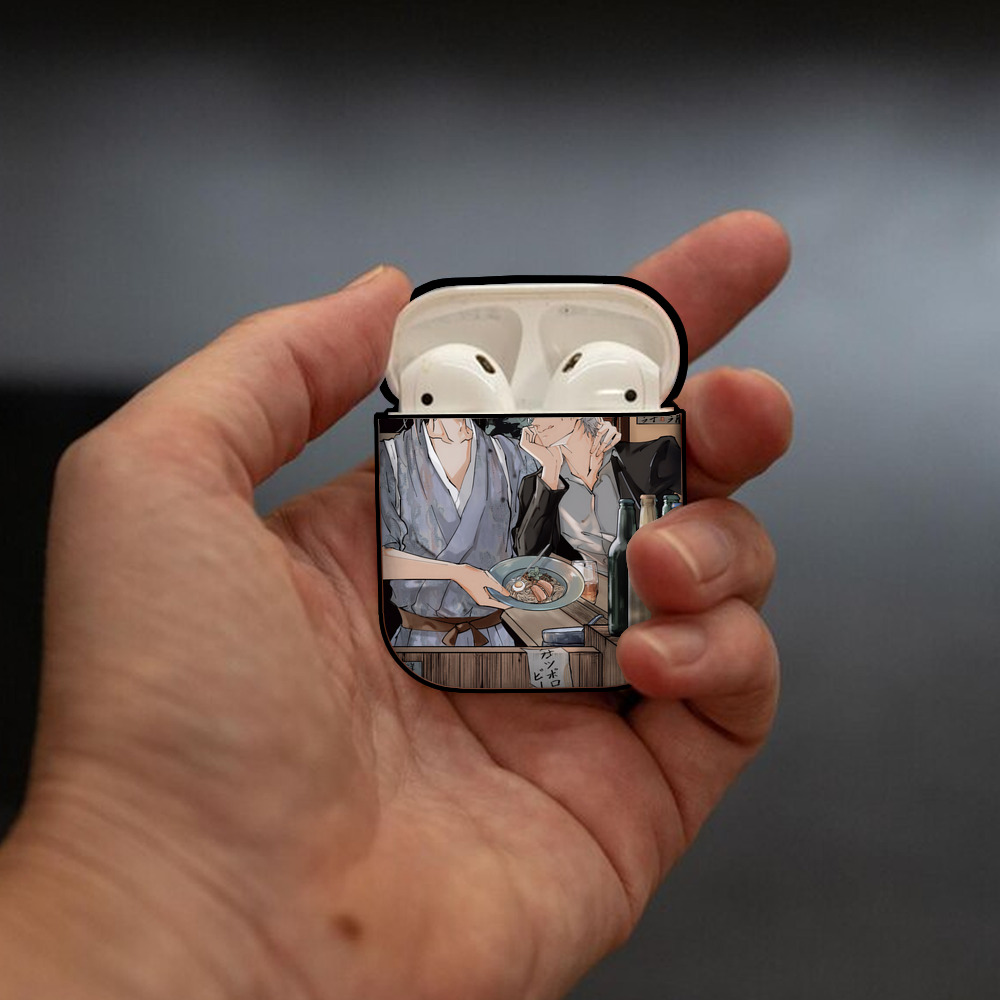 呪術廻戦 Jujutsu Kaisen AirPods 第2世代保護ケース ハードシェル ブラック 耐衝撃・防指紋・カラビナ付き