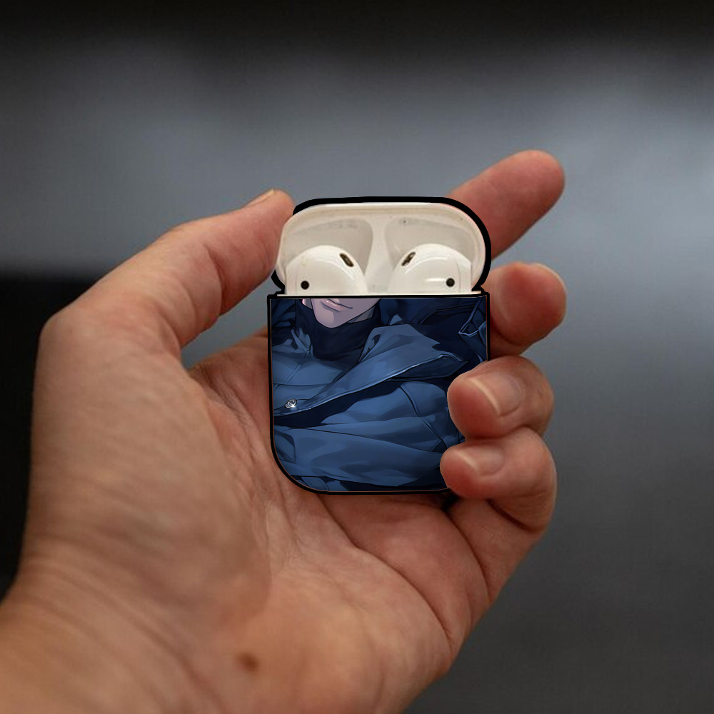 呪術廻戦 Jujutsu Kaisen AirPods 第2世代保護ケース ハードシェル ブラック 耐衝撃・防指紋・カラビナ付き