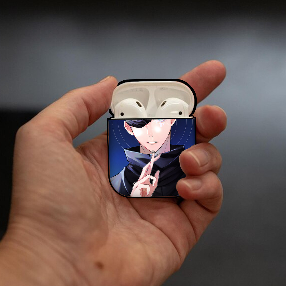 呪術廻戦 Jujutsu Kaisen AirPods 第2世代保護ケース ハードシェル ブラック 耐衝撃・防指紋・カラビナ付き