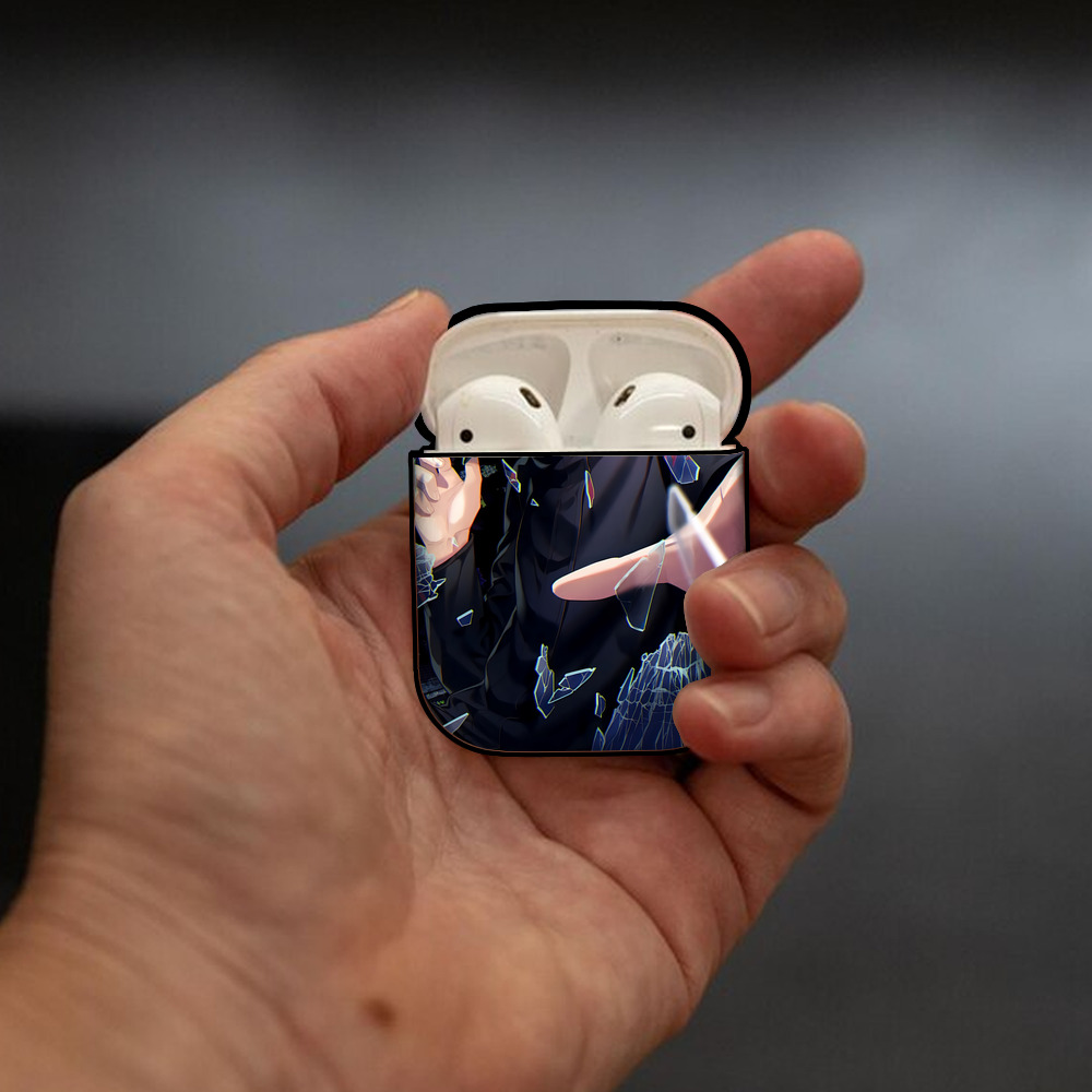 呪術廻戦 Jujutsu Kaisen AirPods 第2世代保護ケース ハードシェル ブラック 耐衝撃・防指紋・カラビナ付き