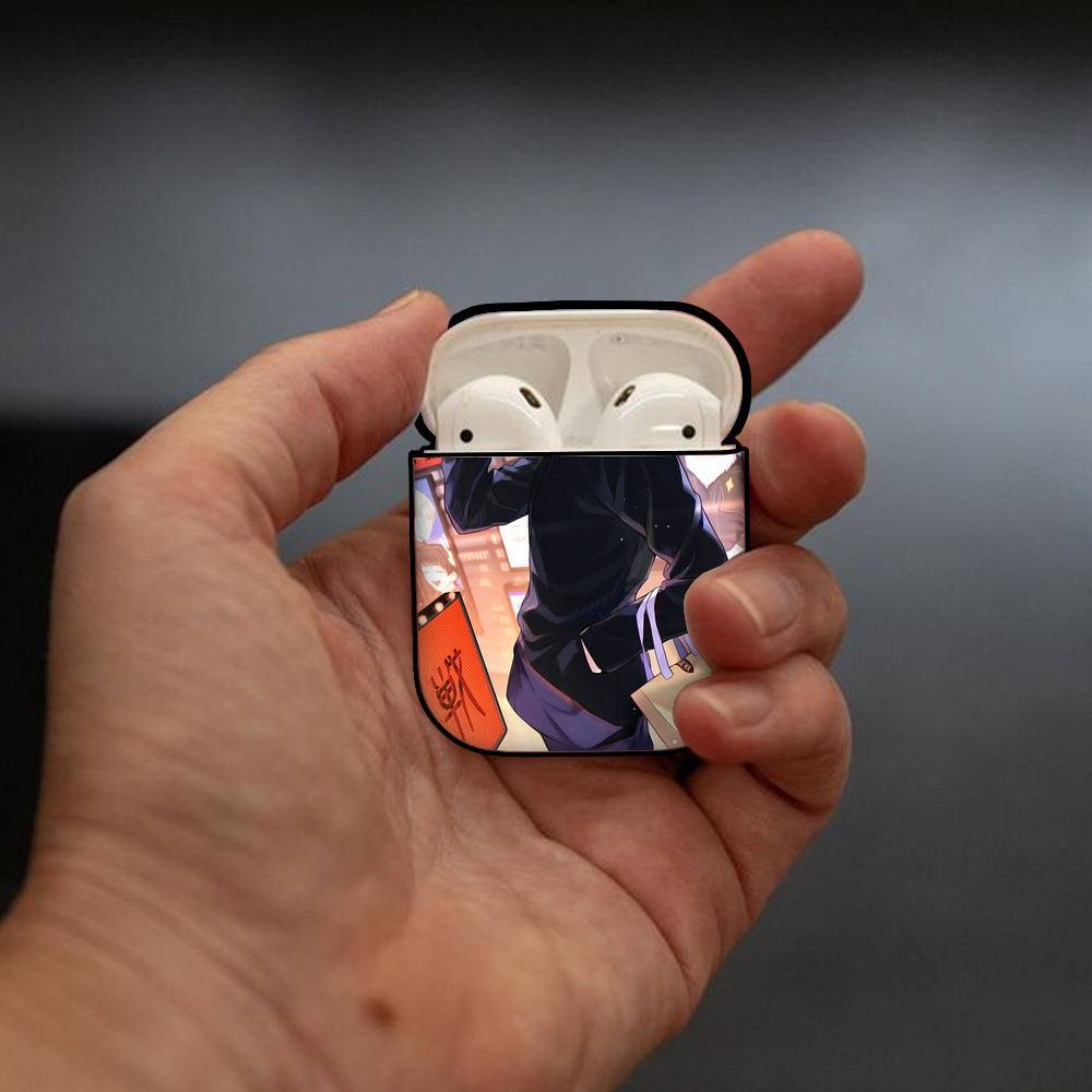 呪術廻戦 Jujutsu Kaisen AirPods 第2世代保護ケース ハードシェル ブラック 耐衝撃・防指紋・カラビナ付き