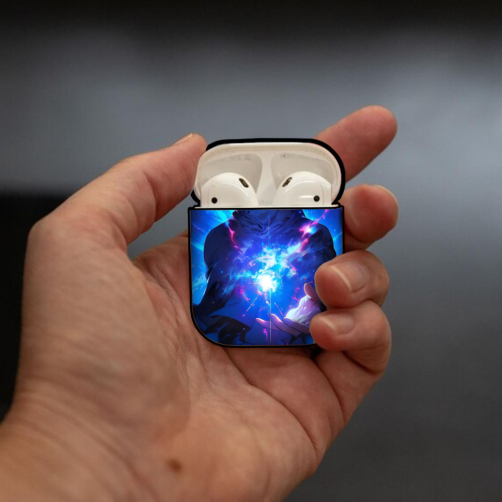 呪術廻戦 Jujutsu Kaisen AirPods 第2世代保護ケース ハードシェル ブラック 耐衝撃・防指紋・カラビナ付き