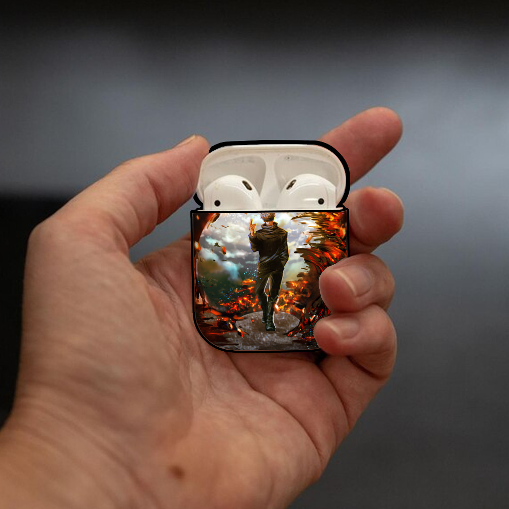 呪術廻戦 Jujutsu Kaisen AirPods 第2世代保護ケース ハードシェル ブラック 耐衝撃・防指紋・カラビナ付き
