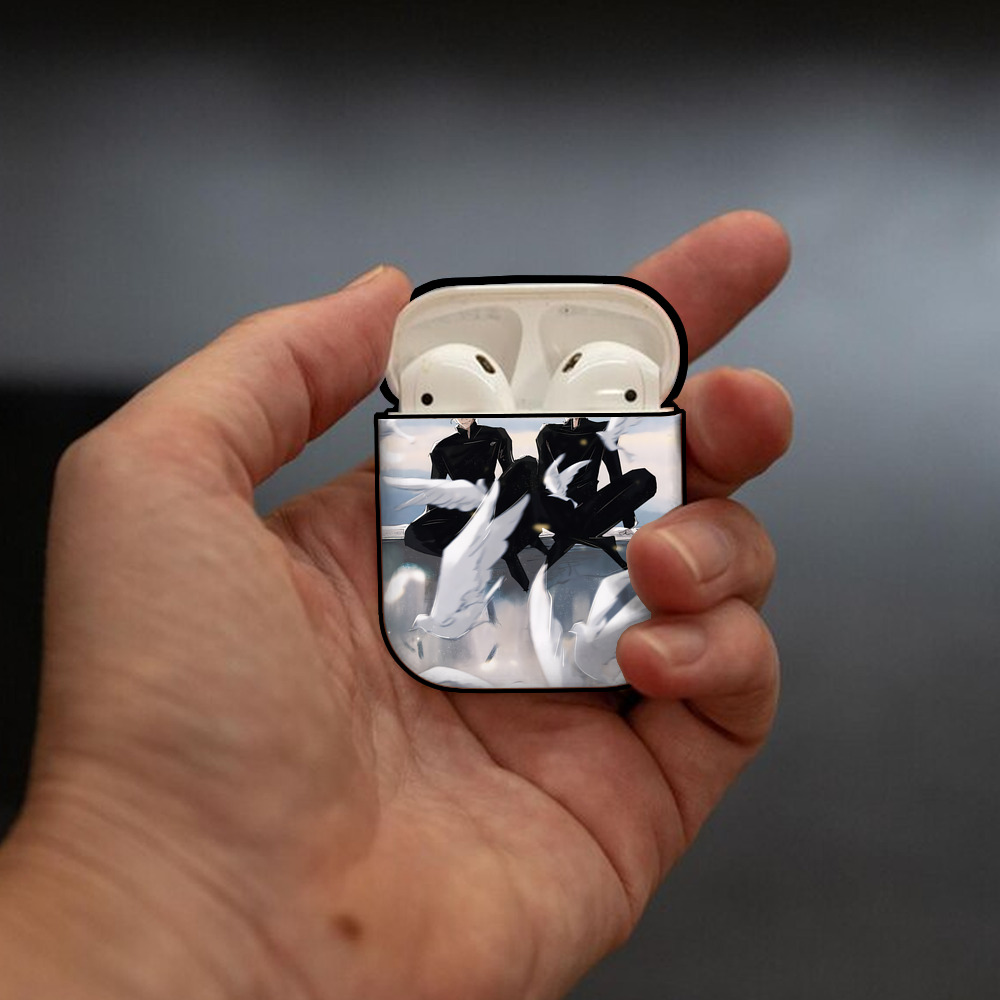 呪術廻戦 Jujutsu Kaisen AirPods 第2世代保護ケース ハードシェル ブラック 耐衝撃・防指紋・カラビナ付き