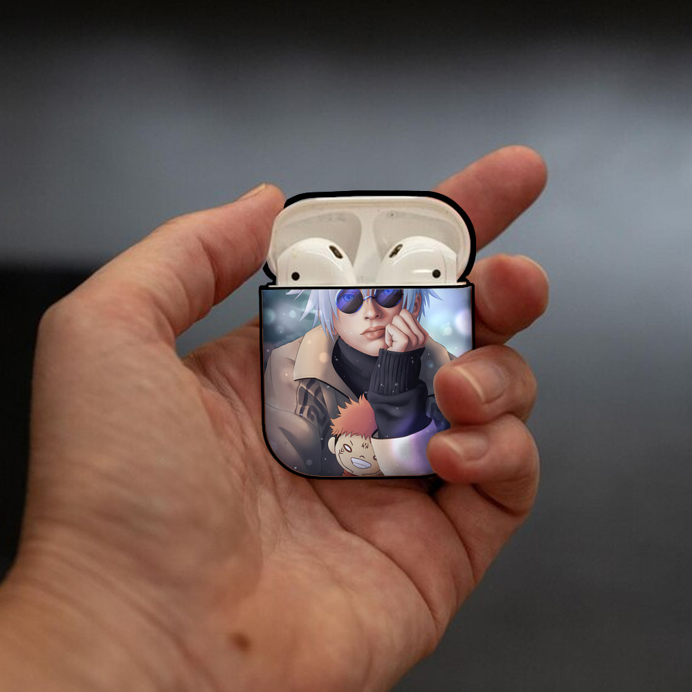 呪術廻戦 Jujutsu Kaisen AirPods 第2世代保護ケース ハードシェル ブラック 耐衝撃・防指紋・カラビナ付き