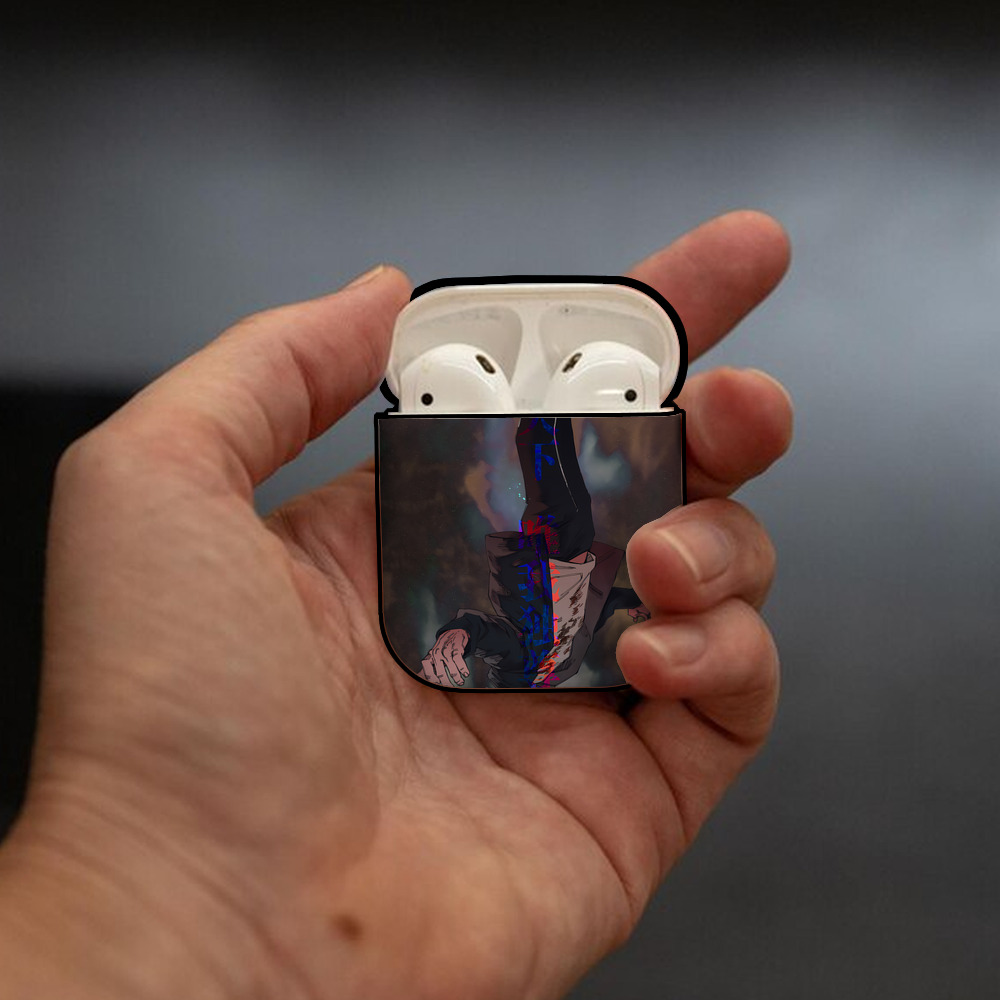 呪術廻戦 Jujutsu Kaisen AirPods 第2世代保護ケース ハードシェル ブラック 耐衝撃・防指紋・カラビナ付き