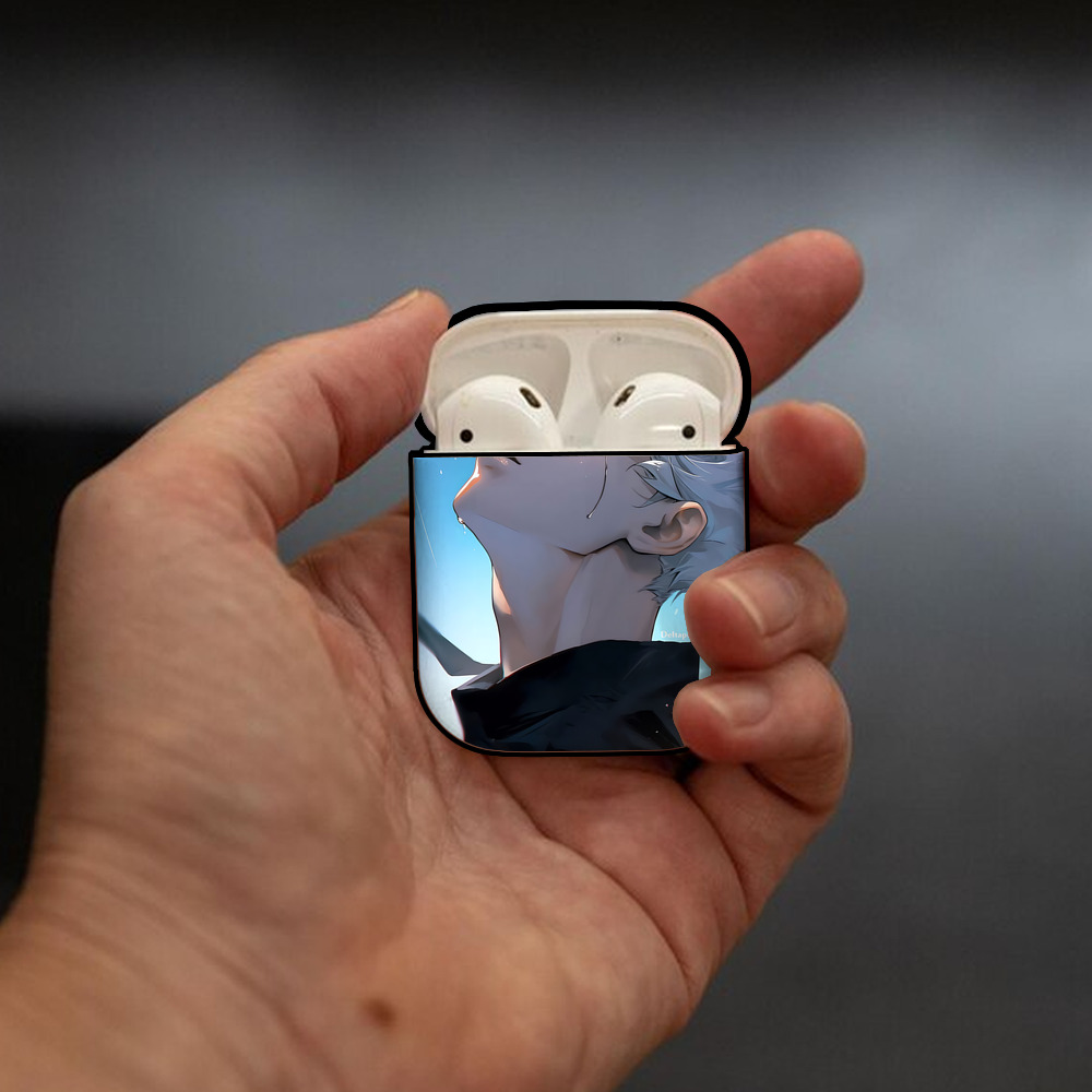 呪術廻戦 Jujutsu Kaisen AirPods 第2世代保護ケース ハードシェル ブラック 耐衝撃・防指紋・カラビナ付き