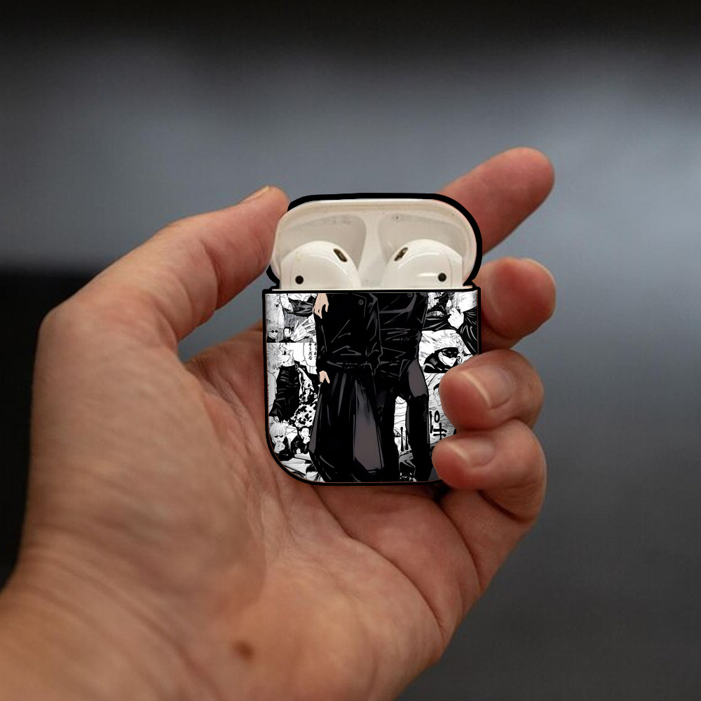 呪術廻戦 Jujutsu Kaisen AirPods 第2世代保護ケース ハードシェル ブラック 耐衝撃・防指紋・カラビナ付き