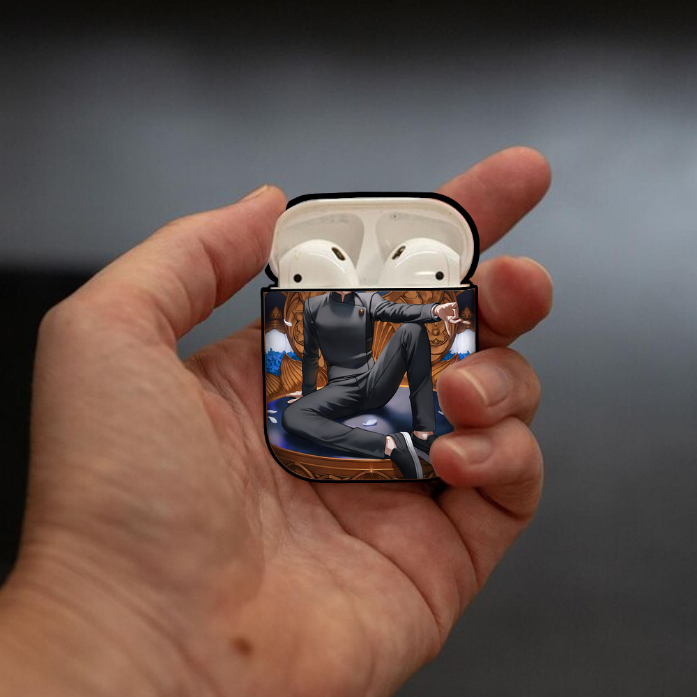 呪術廻戦 Jujutsu Kaisen AirPods 第2世代保護ケース ハードシェル ブラック 耐衝撃・防指紋・カラビナ付き
