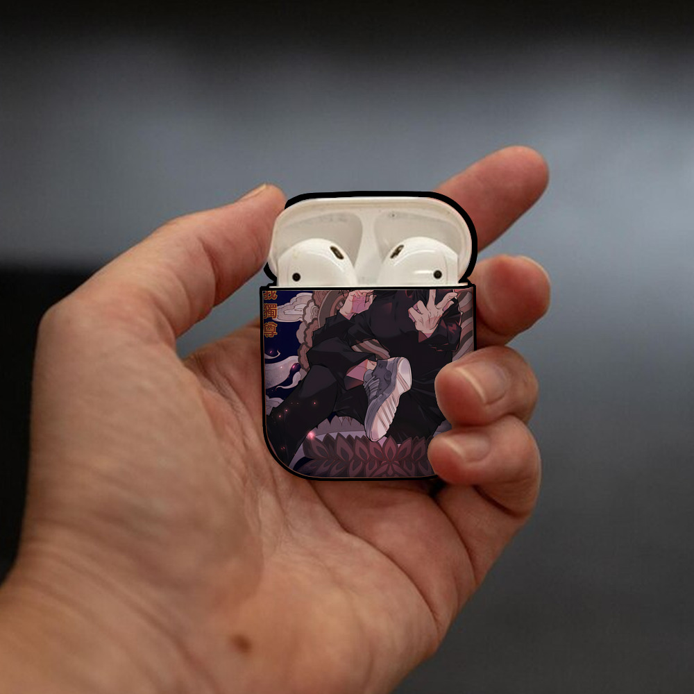 呪術廻戦 Jujutsu Kaisen AirPods 第2世代保護ケース ハードシェル ブラック 耐衝撃・防指紋・カラビナ付き