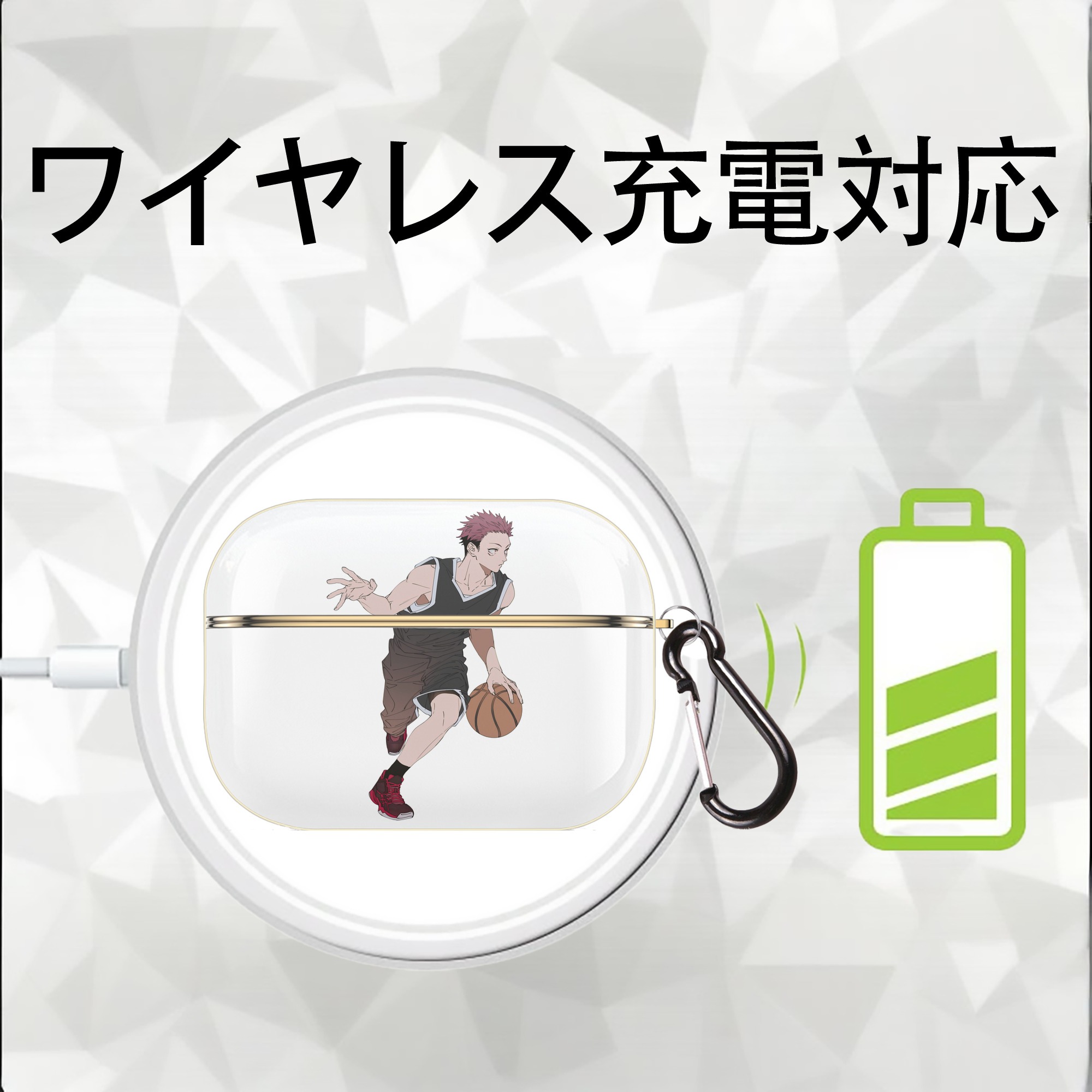 呪術廻戦 Jujutsu Kaisen 【AirPods Pro用】ハードシェル保護ケース｜耐衝撃・防指紋・カラビナ付き商品仕様