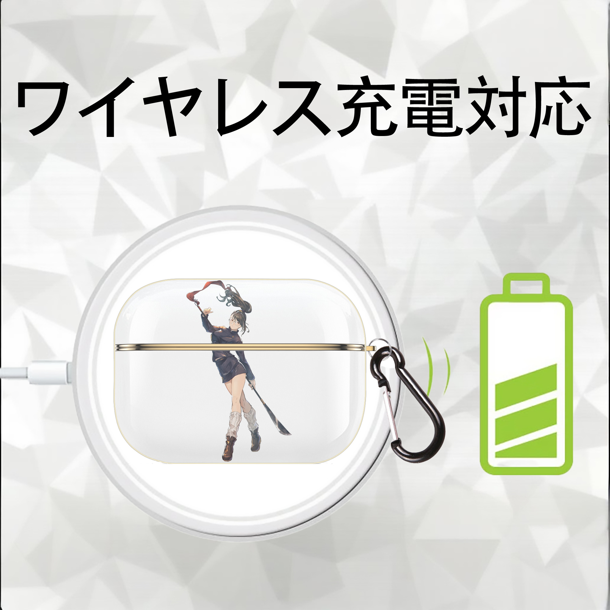 呪術廻戦 Jujutsu Kaisen 【AirPods Pro用】ハードシェル保護ケース｜耐衝撃・防指紋・カラビナ付き商品仕様