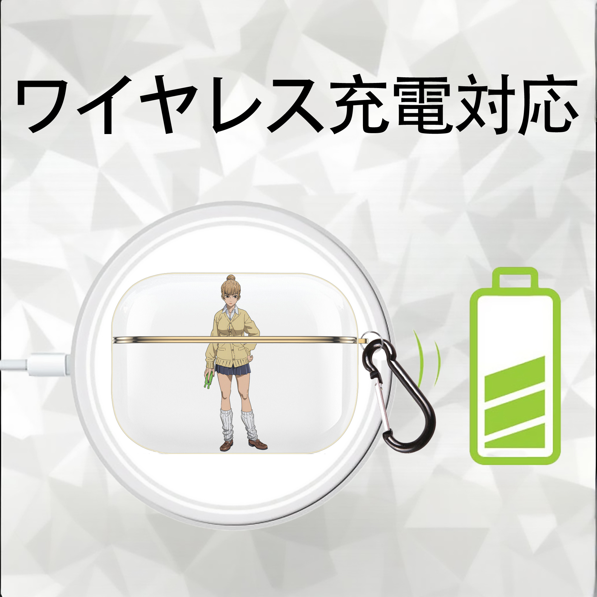 呪術廻戦 Jujutsu Kaisen 【AirPods Pro用】ハードシェル保護ケース｜耐衝撃・防指紋・カラビナ付き商品仕様