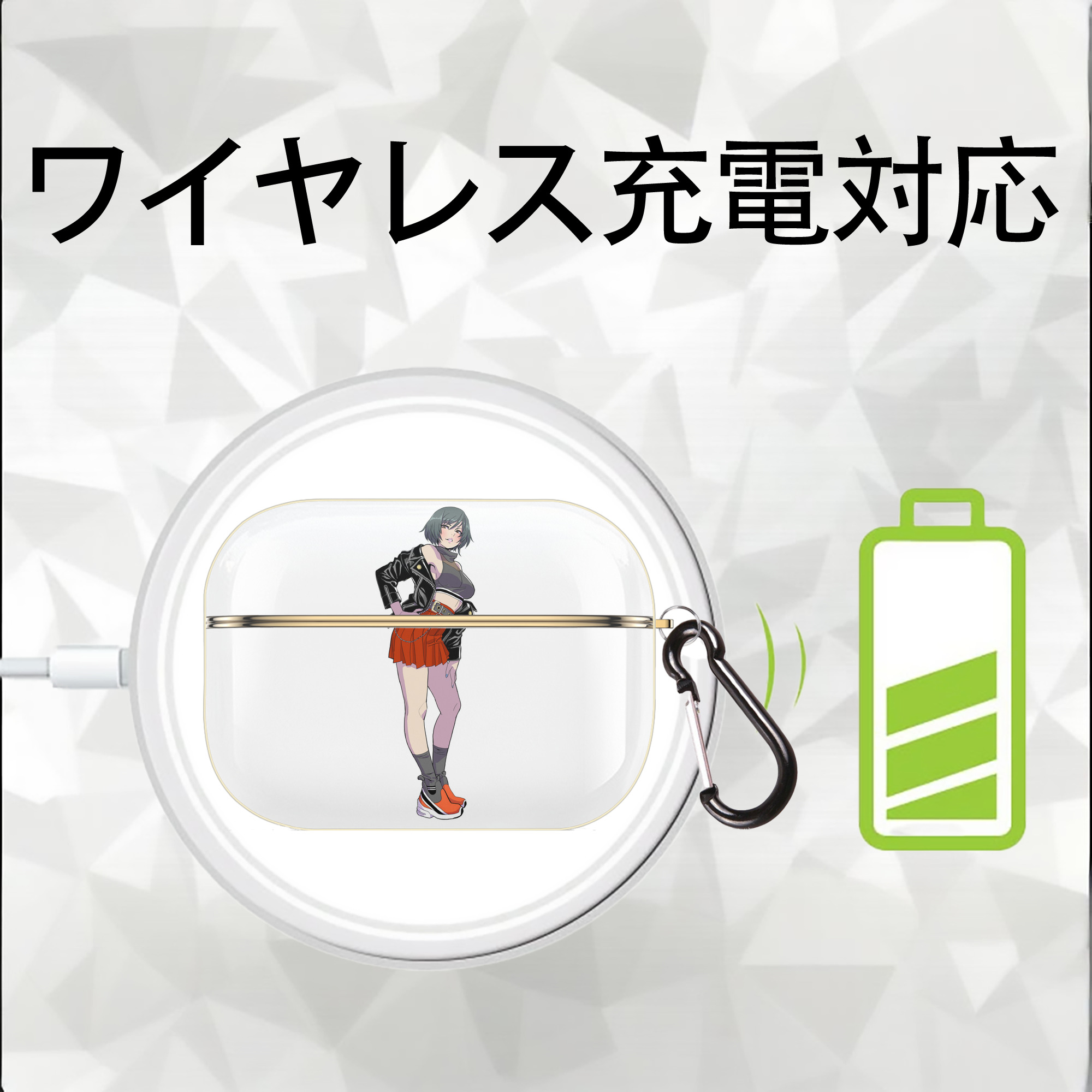 呪術廻戦 Jujutsu Kaisen 【AirPods Pro用】ハードシェル保護ケース｜耐衝撃・防指紋・カラビナ付き商品仕様