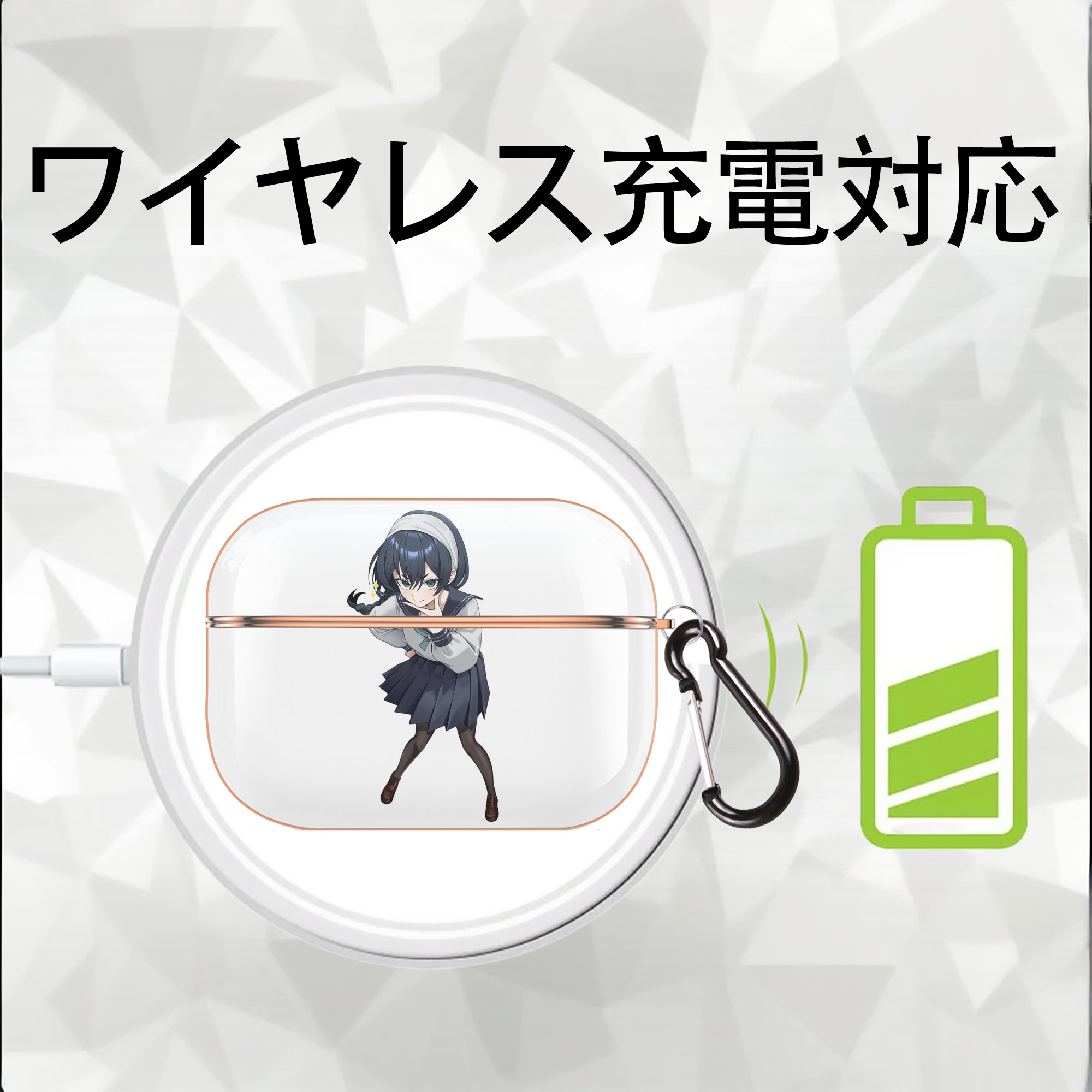 呪術廻戦 Jujutsu Kaisen 【AirPods Pro用】ハードシェル保護ケース｜耐衝撃・防指紋・カラビナ付き商品仕様