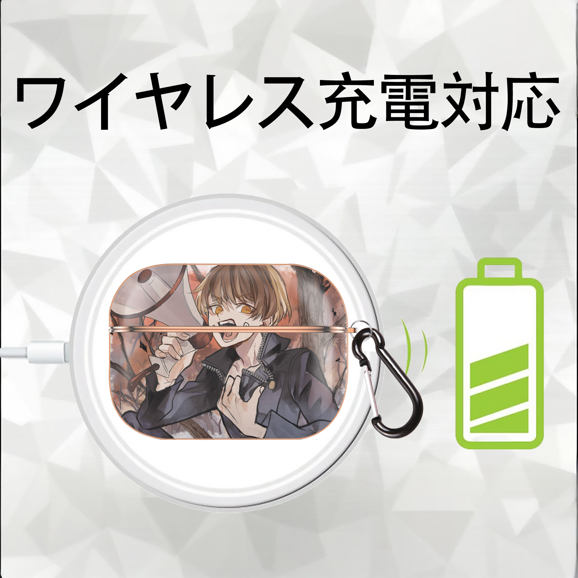 呪術廻戦 Jujutsu Kaisen 【AirPods Pro用】ハードシェル保護ケース｜耐衝撃・防指紋・カラビナ付き商品仕様